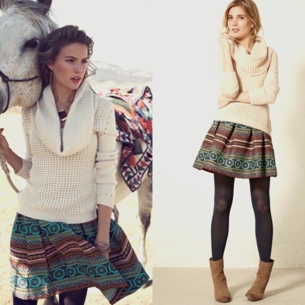 EUC Anthropologie Nomad Morgan Carper Printed Mini Skirt Size 6